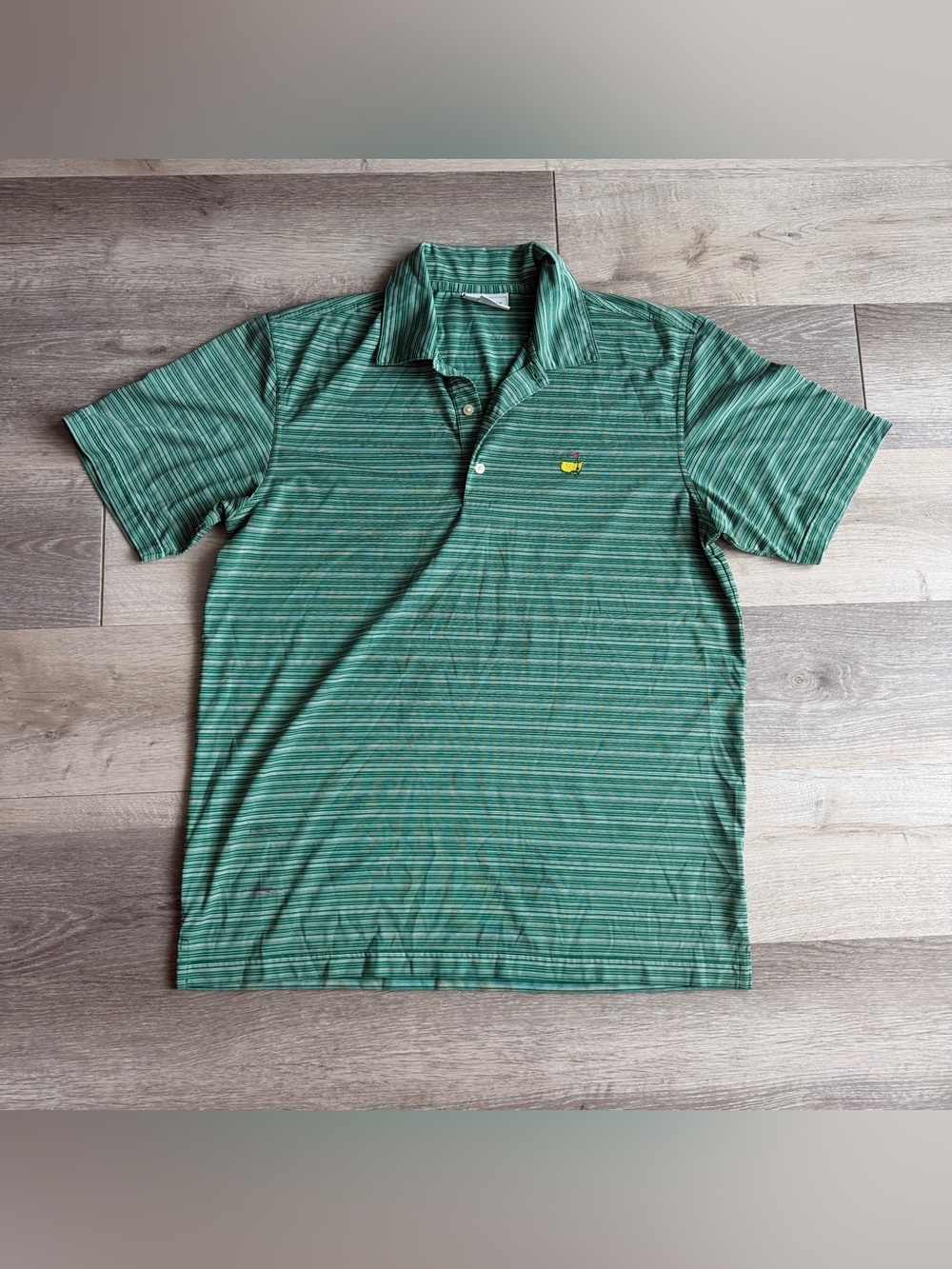 Masters Performance Green White Striped Polo Small Embroidered Crest L